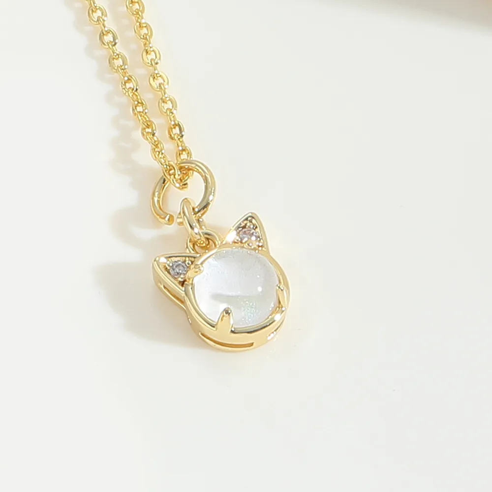 Elegant Modern Style Cat Copper Zircon 14K Gold Plated Women's Pendant Necklace display picture 10