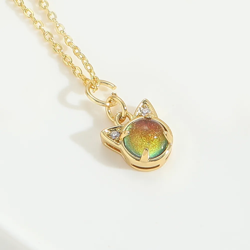 Elegant Modern Style Cat Copper Zircon 14K Gold Plated Women's Pendant Necklace display picture 12