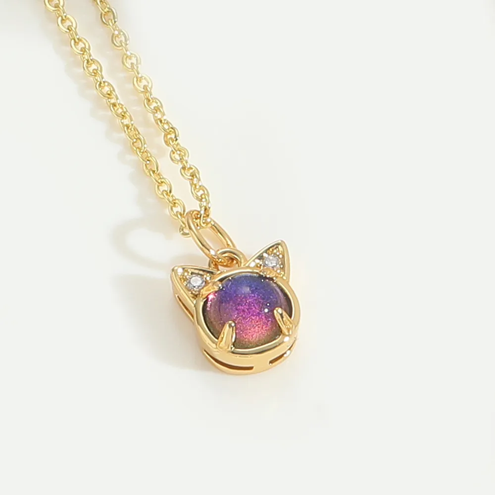 Elegant Modern Style Cat Copper Zircon 14K Gold Plated Women's Pendant Necklace display picture 8