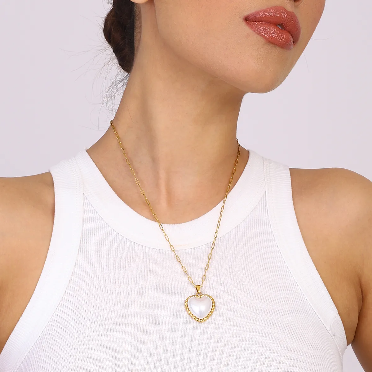 Elegant Simple Style Heart Shape 304 Stainless Steel Women's Necklace display picture 10