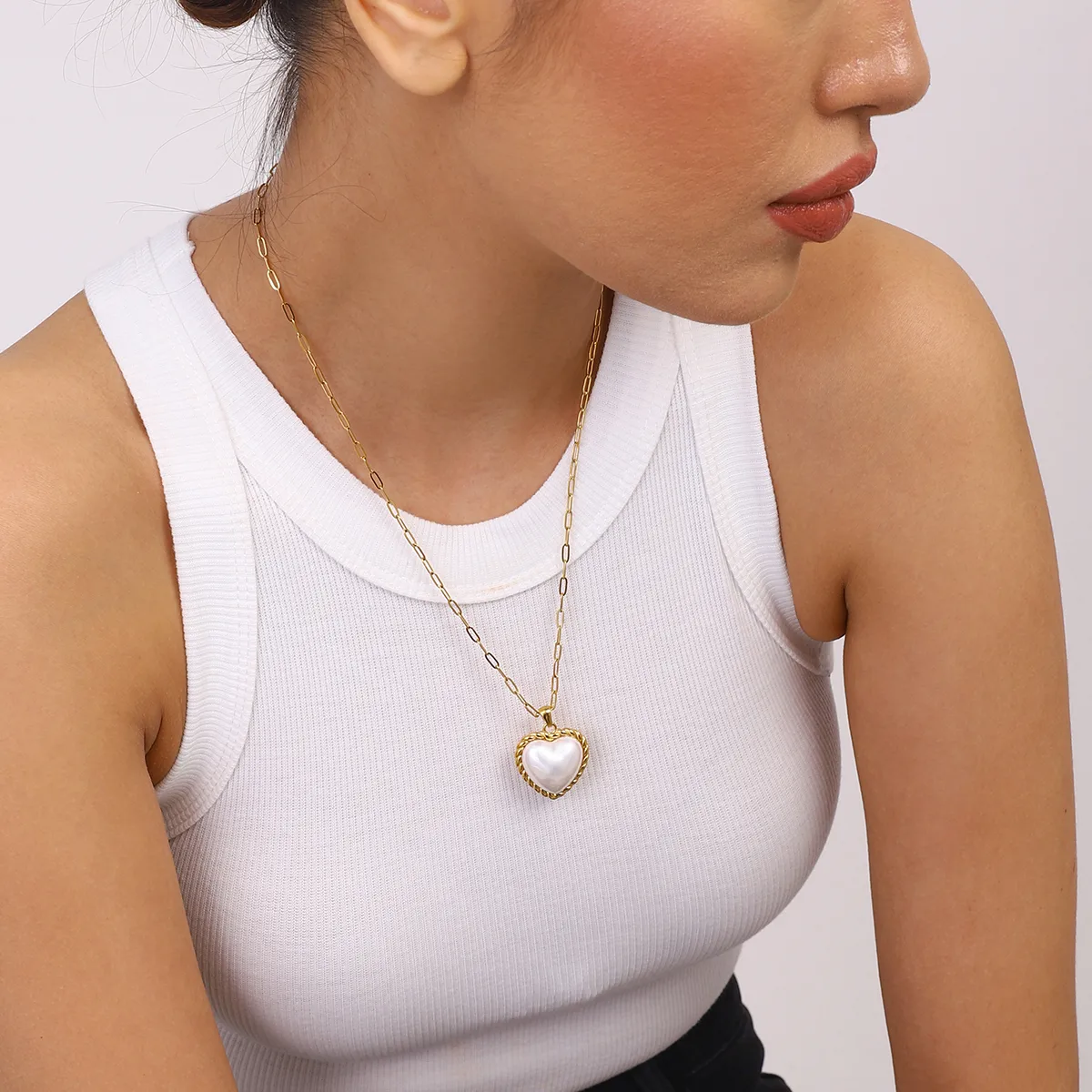 Elegant Simple Style Heart Shape 304 Stainless Steel Women's Necklace display picture 13