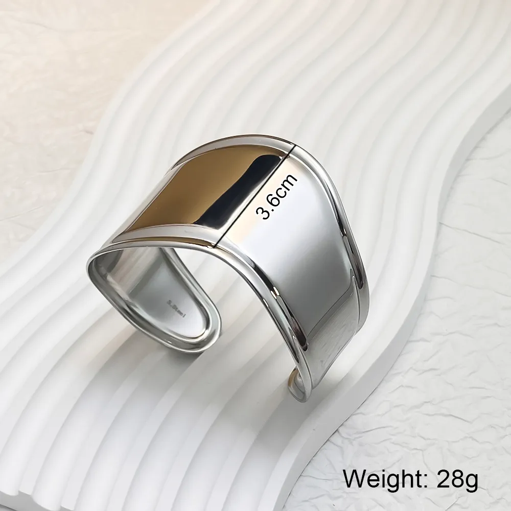 Casual Exaggerated Oversized C Shape 304 Stainless Steel 18K Gold Plated None Bangle In Bulk display picture 5