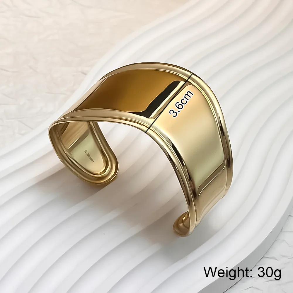 Casual Exaggerated Oversized C Shape 304 Stainless Steel 18K Gold Plated None Bangle In Bulk display picture 8