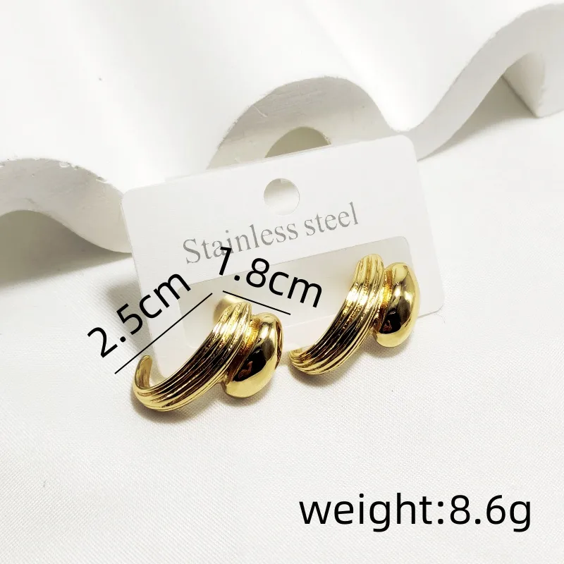 1 Pair Vintage Style Classic Style Gem Stripe Spiral Stripe 304 Stainless Steel Ear Studs display picture 3