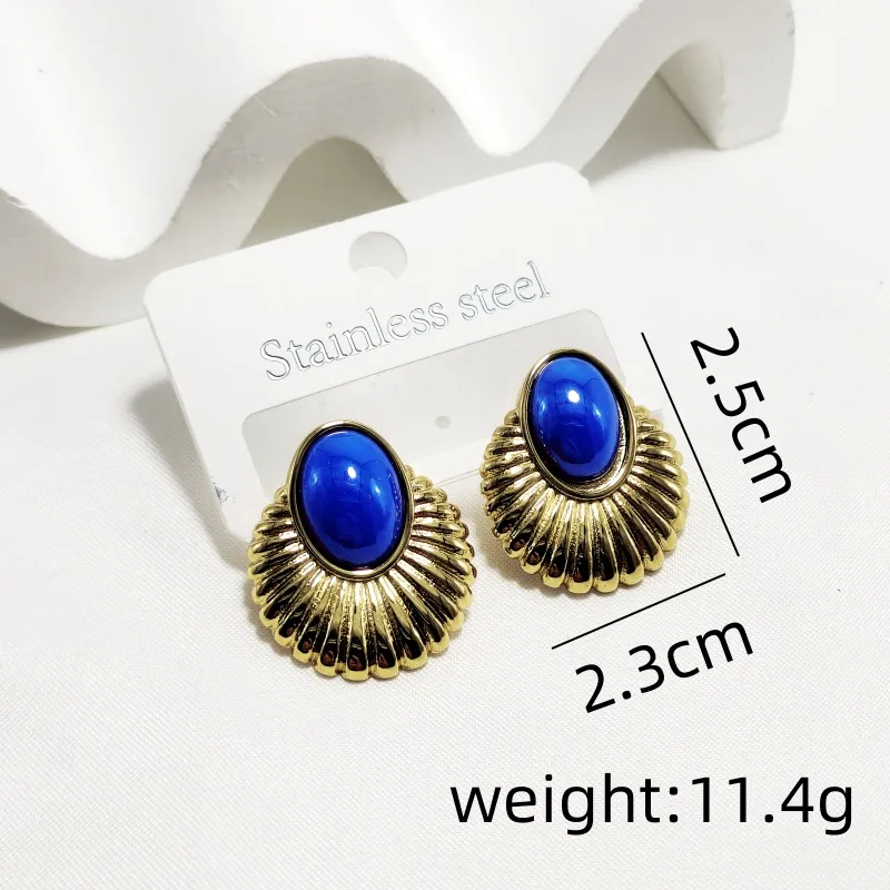 1 Pair Vintage Style Classic Style Gem Stripe Spiral Stripe 304 Stainless Steel Ear Studs display picture 2