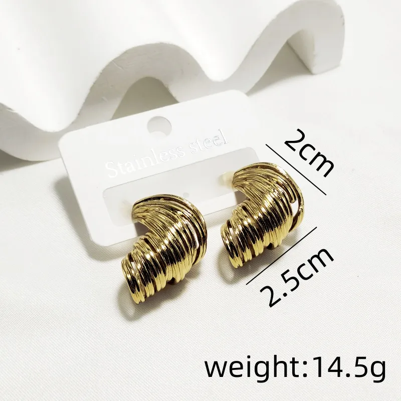 1 Pair Vintage Style Classic Style Gem Stripe Spiral Stripe 304 Stainless Steel Ear Studs display picture 4