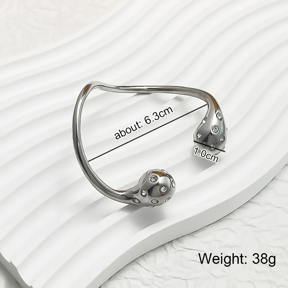 Casual Exaggerated Novelty C Shape 304 Stainless Steel 18K Gold Plated Zircon None Bangle In Bulk display picture 6