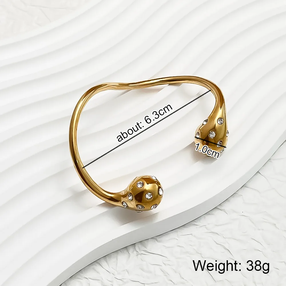 Casual Exaggerated Novelty C Shape 304 Stainless Steel 18K Gold Plated Zircon None Bangle In Bulk display picture 7