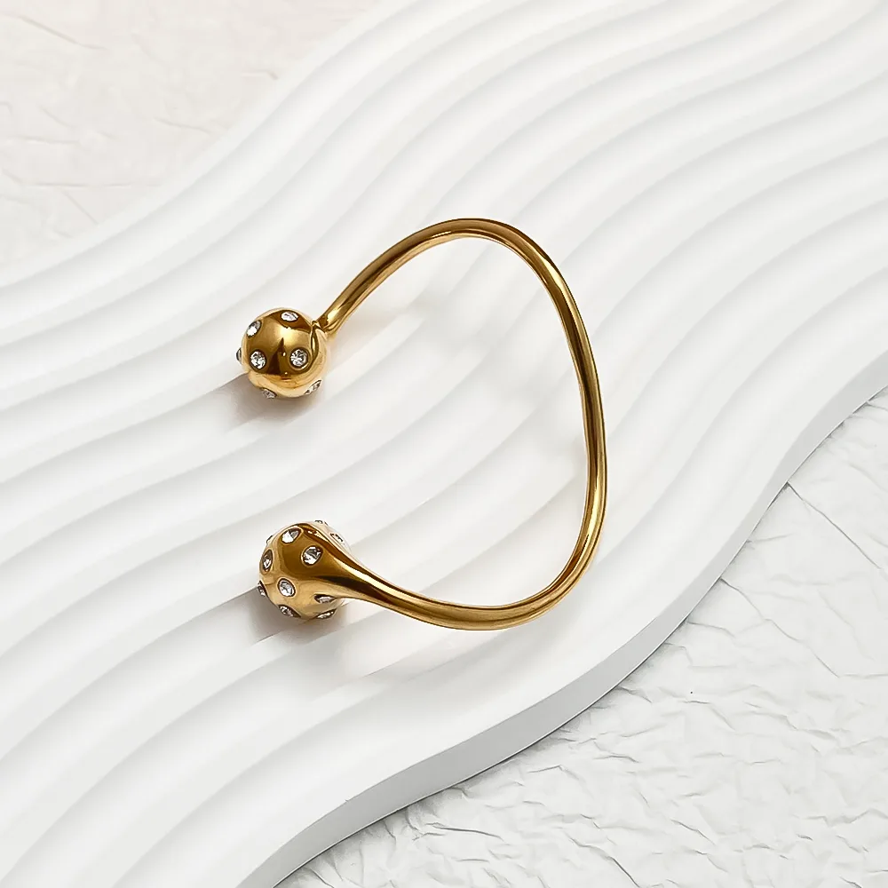 Casual Exaggerated Novelty C Shape 304 Stainless Steel 18K Gold Plated Zircon None Bangle In Bulk display picture 10