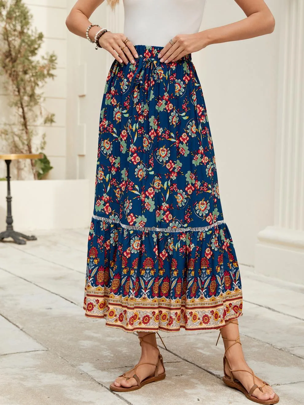 Women's Skirt Casual Simple Style Streetwear Bohemian Maxi Long Dress Holiday Daily Selfie display picture 2