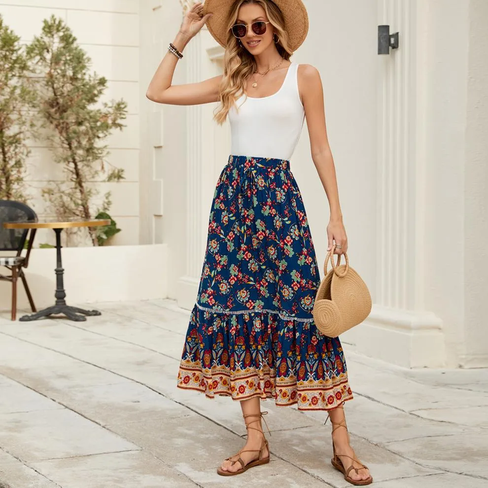 Women's Skirt Casual Simple Style Streetwear Bohemian Maxi Long Dress Holiday Daily Selfie display picture 7