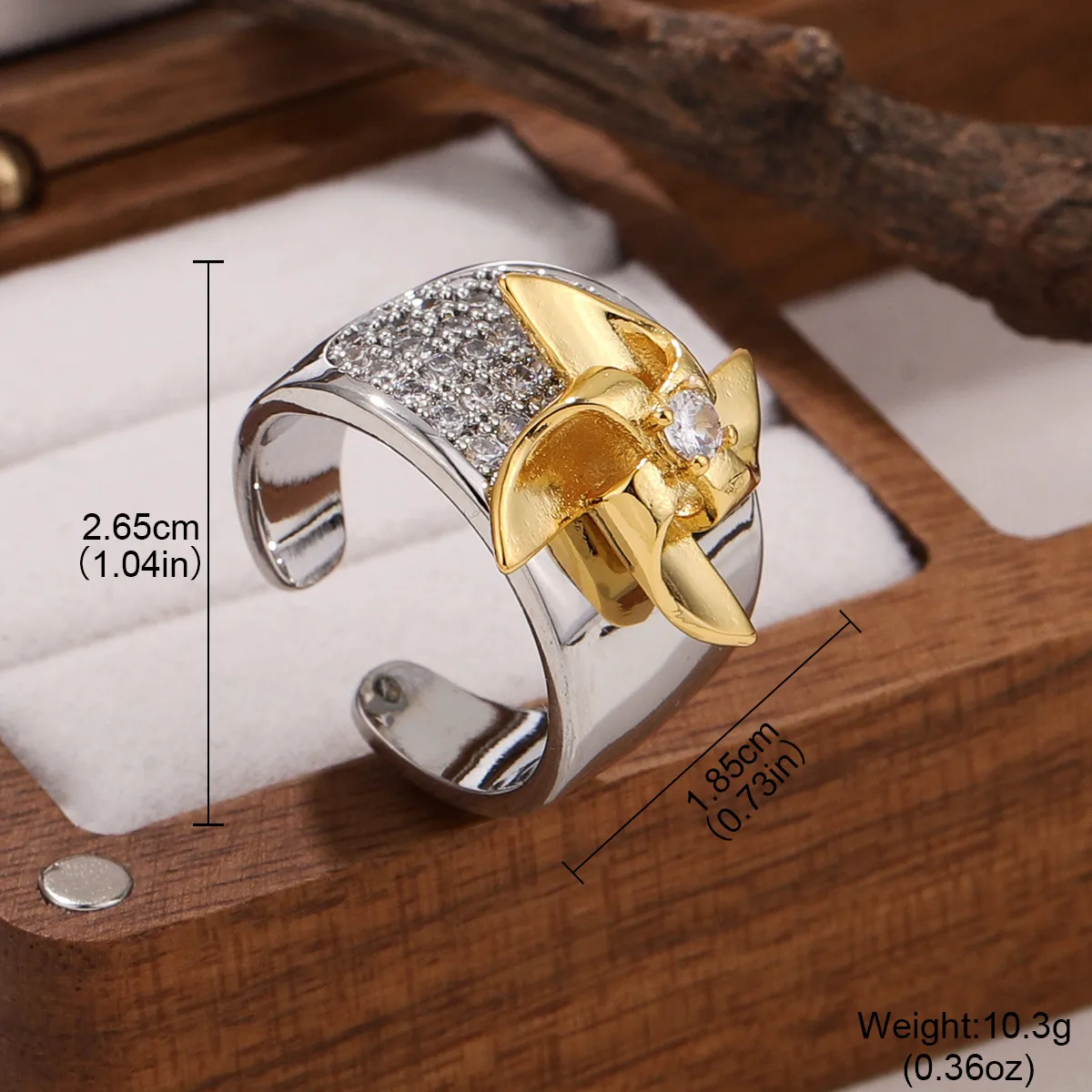 Modern Style Butterfly Daisy Windmill Copper Inlay Zircon 18K Gold Plated Silver Plated Women's Open Rings display picture 2