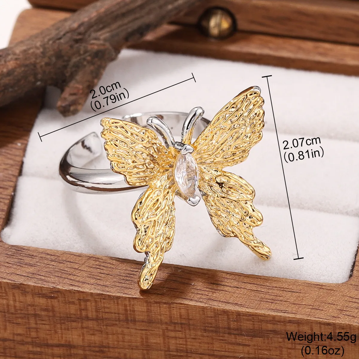 Modern Style Butterfly Daisy Windmill Copper Inlay Zircon 18K Gold Plated Silver Plated Women's Open Rings display picture 5