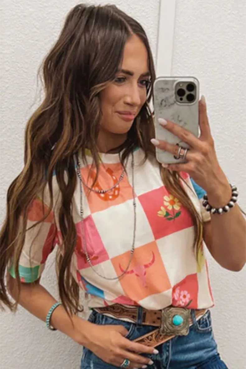 Women's T-shirt Short Sleeve T-Shirts Casual Simple Style Streetwear Flower display picture 1