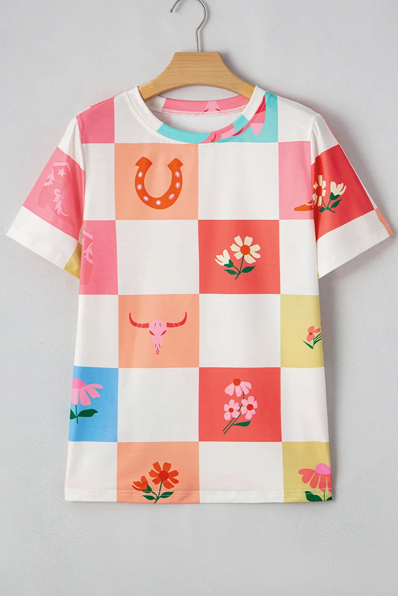 Women's T-shirt Short Sleeve T-Shirts Casual Simple Style Streetwear Flower display picture 4