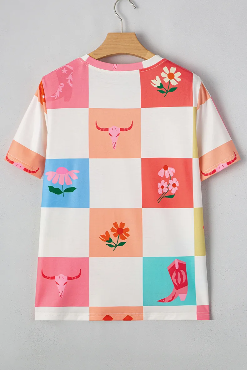 Women's T-shirt Short Sleeve T-Shirts Casual Simple Style Streetwear Flower display picture 5