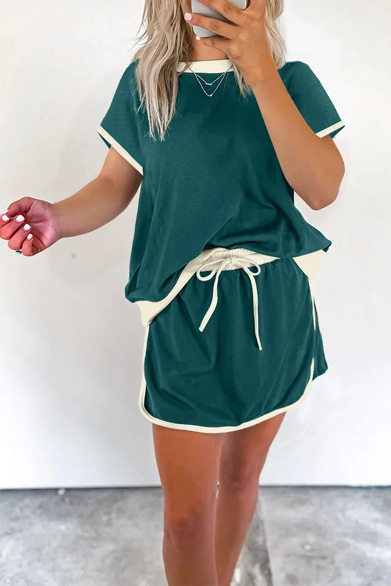 Holiday Daily Selfie Women's Casual Simple Style Streetwear Solid Color Cotton Spandex Polyester Shorts Co-ord Set Shorts Sets display picture 3