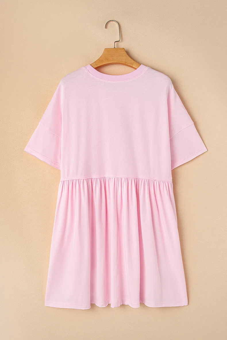 Women's One-Step Skirt Casual Elegant Streetwear Round Neck Half Sleeve Solid Color Above Knee Holiday Daily Selfie display picture 9