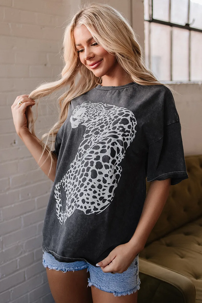 Women's T-shirt Short Sleeve T-Shirts Vintage Style Leopard display picture 3