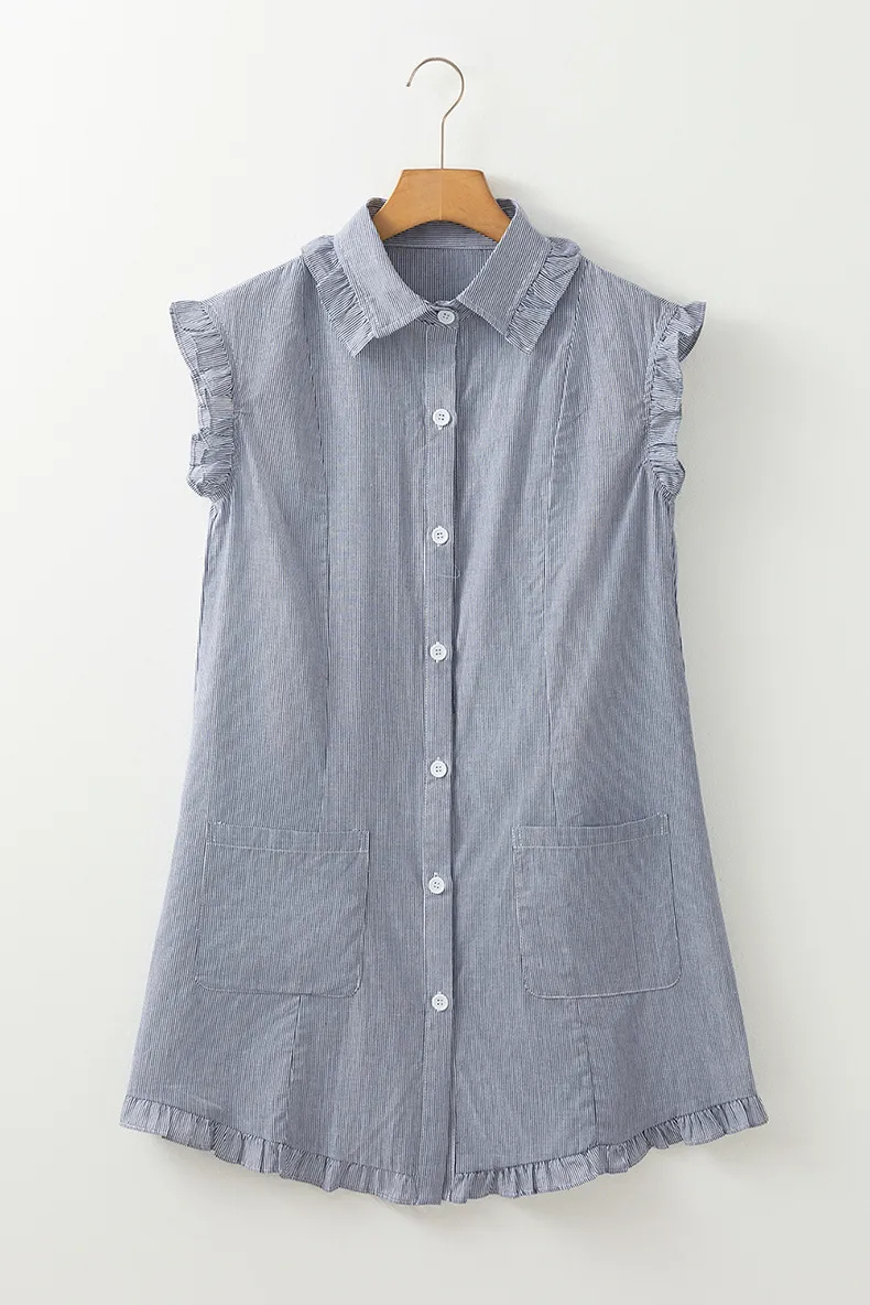 Women's Shirt Dress Casual Elegant Streetwear Turndown Short Sleeve Stripe Above Knee Holiday Banquet Selfie display picture 8