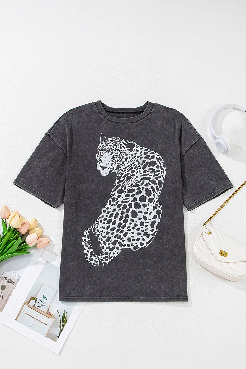 Women's T-shirt Short Sleeve T-Shirts Vintage Style Leopard display picture 7