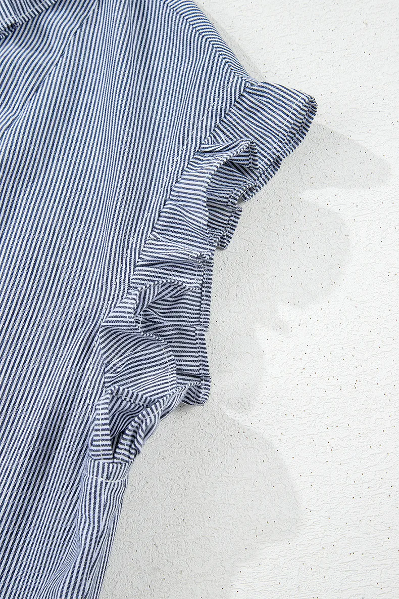 Women's Shirt Dress Casual Elegant Streetwear Turndown Short Sleeve Stripe Above Knee Holiday Banquet Selfie display picture 12