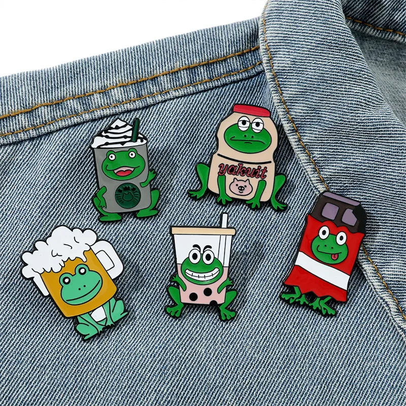 Cartoon Style Cute Animal Cartoon Frog Alloy Stamping Stoving Varnish Plating Unisex Cartoon Pinback Badge Brooches Collar Pin display picture 1