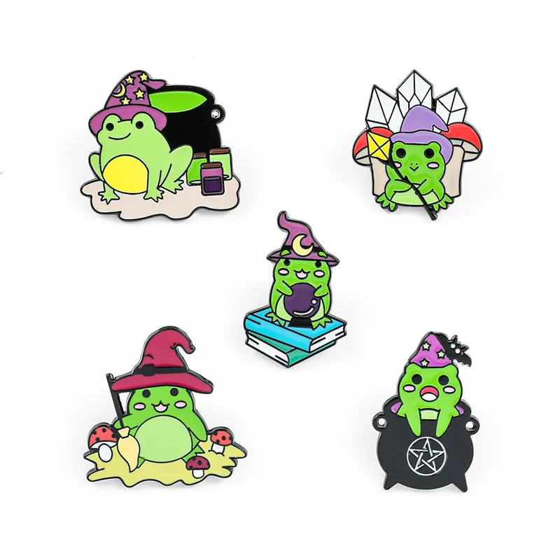 Cartoon Style Cute Animal Cartoon Frog Alloy Stamping Stoving Varnish Plating Unisex Cartoon Pinback Badge Brooches Collar Pin display picture 3