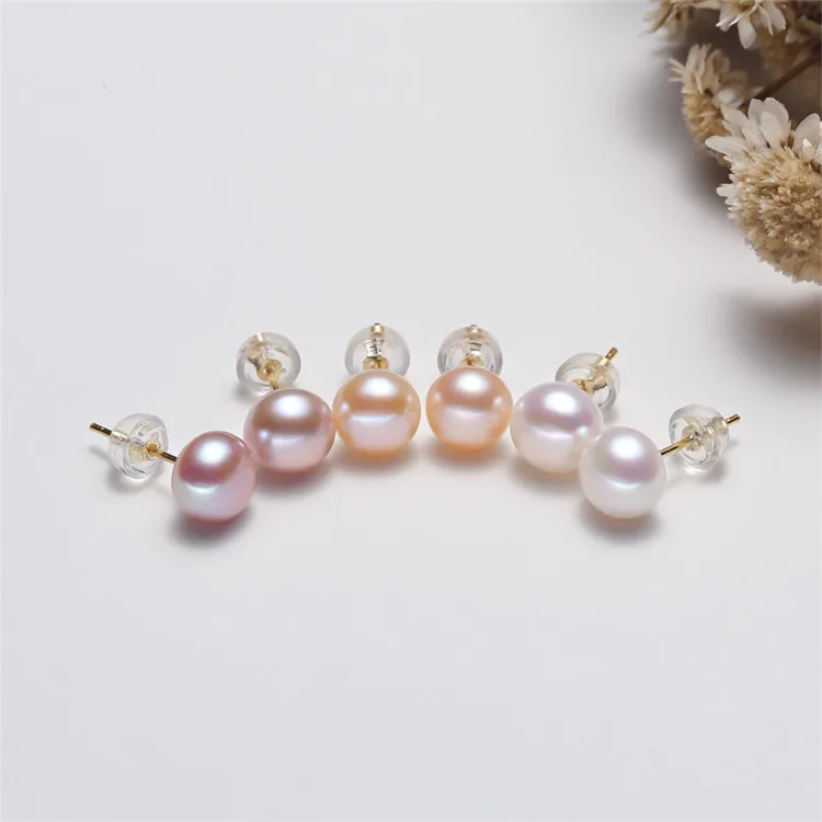 Zhuji Factory Direct Sales S925 Sterling Silver 5A Grade Flawless Freshwater Pearl Ear Studs Entire Sterling Silver Classic Auricular Needle Gold display picture 4