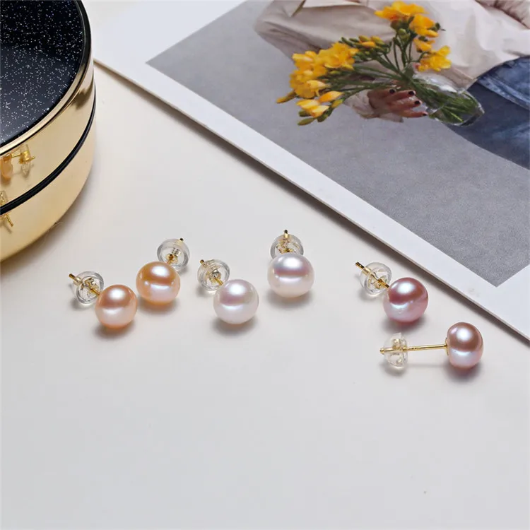 Zhuji Factory Direct Sales S925 Sterling Silver 5A Grade Flawless Freshwater Pearl Ear Studs Entire Sterling Silver Classic Auricular Needle Gold display picture 9