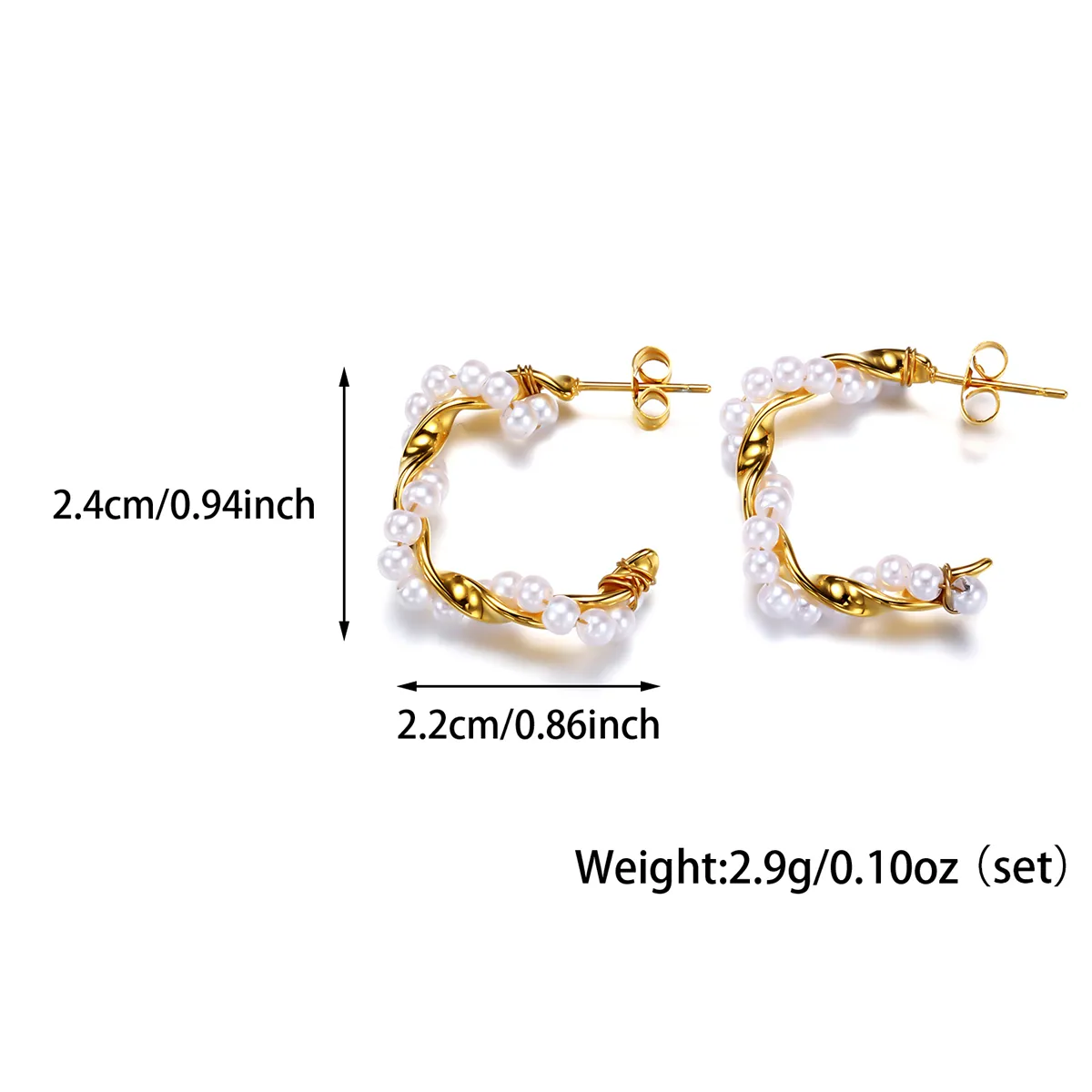1 Pair Baroque Style Modern Style C Shape 304 Stainless Steel 18K Gold Plated Ear Studs display picture 7