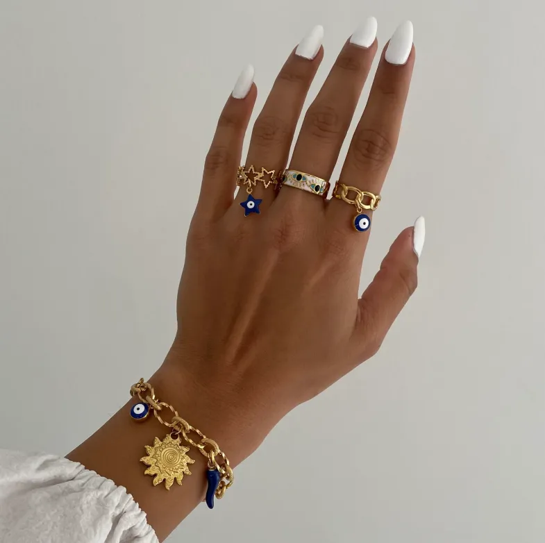 IG Style Basic Commute Devil's Eye Chili 304 Stainless Steel Alloy Copper Enamel Women's Rings Bracelets display picture 16