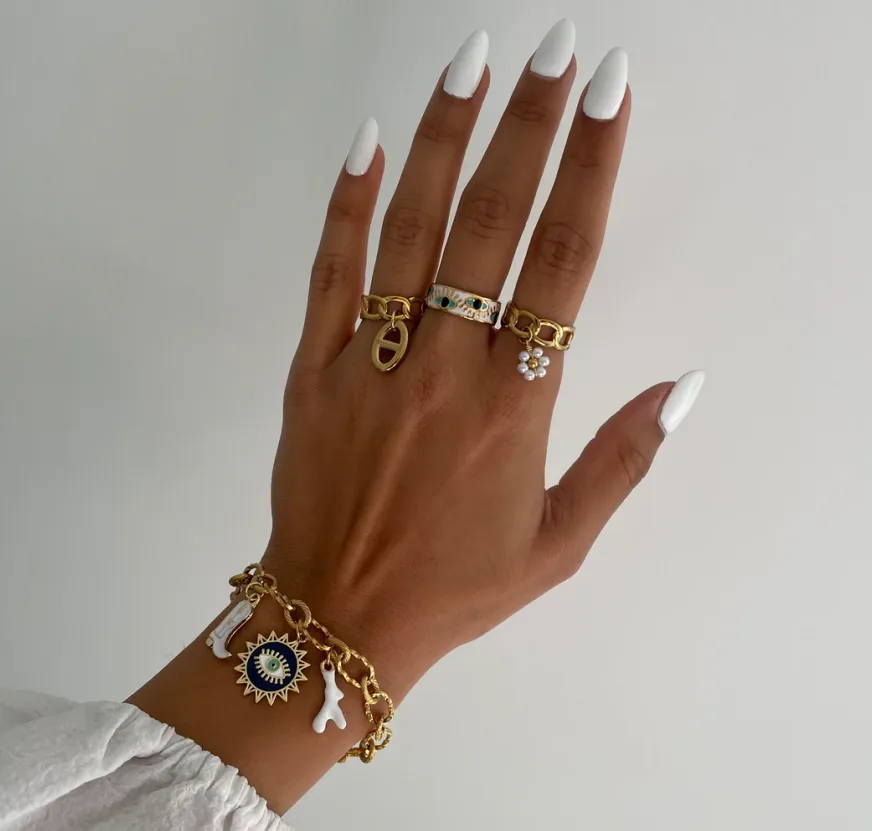 IG Style Basic Commute Devil's Eye Chili 304 Stainless Steel Alloy Copper Enamel Women's Rings Bracelets display picture 17