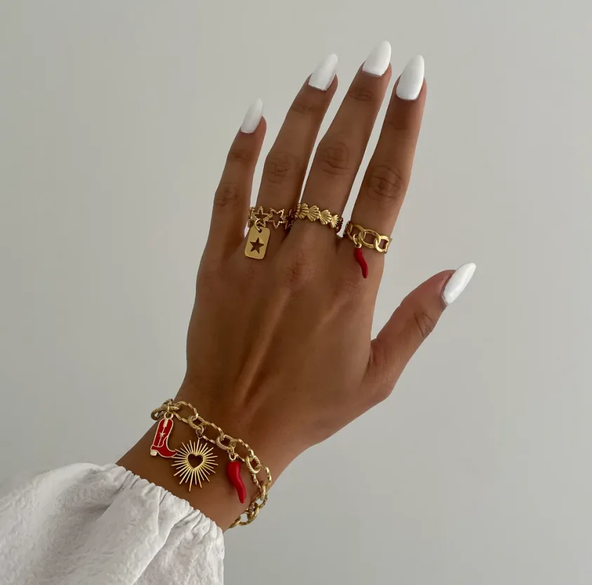 IG Style Basic Commute Devil's Eye Chili 304 Stainless Steel Alloy Copper Enamel Women's Rings Bracelets display picture 4