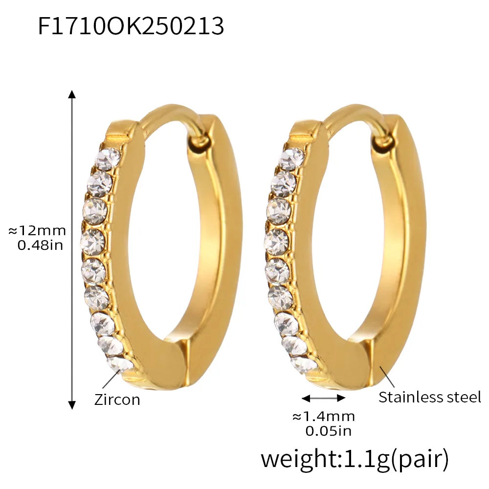 1 Pair Vintage Style Classic Style Geometric Plating Inlay 304 Stainless Steel Zircon 18K Gold Plated Earrings display picture 1