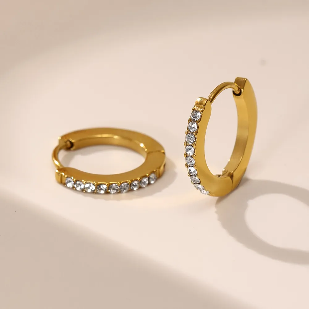 1 Pair Vintage Style Classic Style Geometric Plating Inlay 304 Stainless Steel Zircon 18K Gold Plated Earrings display picture 2