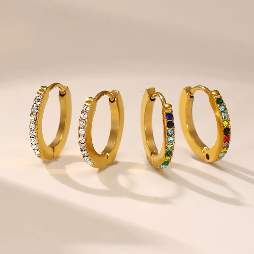 1 Pair Vintage Style Classic Style Geometric Plating Inlay 304 Stainless Steel Zircon 18K Gold Plated Earrings display picture 5
