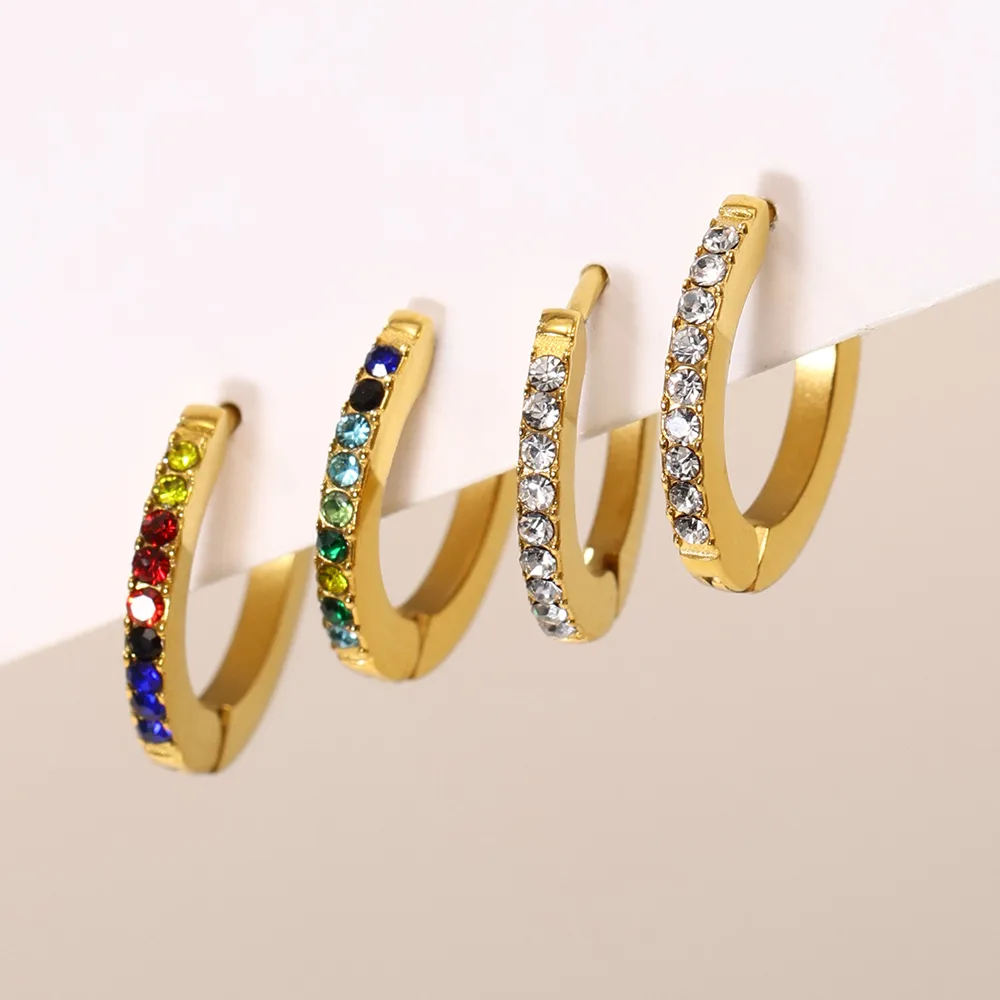 1 Pair Vintage Style Classic Style Geometric Plating Inlay 304 Stainless Steel Zircon 18K Gold Plated Earrings display picture 4
