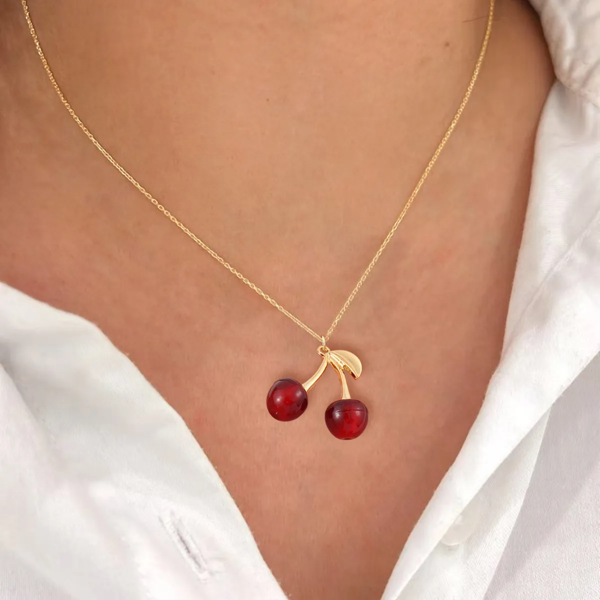 Elegant Simple Style Cherry 304 Stainless Steel Copper Women's Pendant Necklace display picture 1