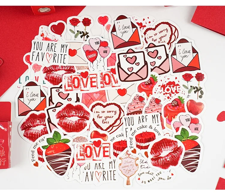 1 Set Letter Heart Shape Rose Daily Valentine'S Day Paper Cartoon Style Stickers display picture 4