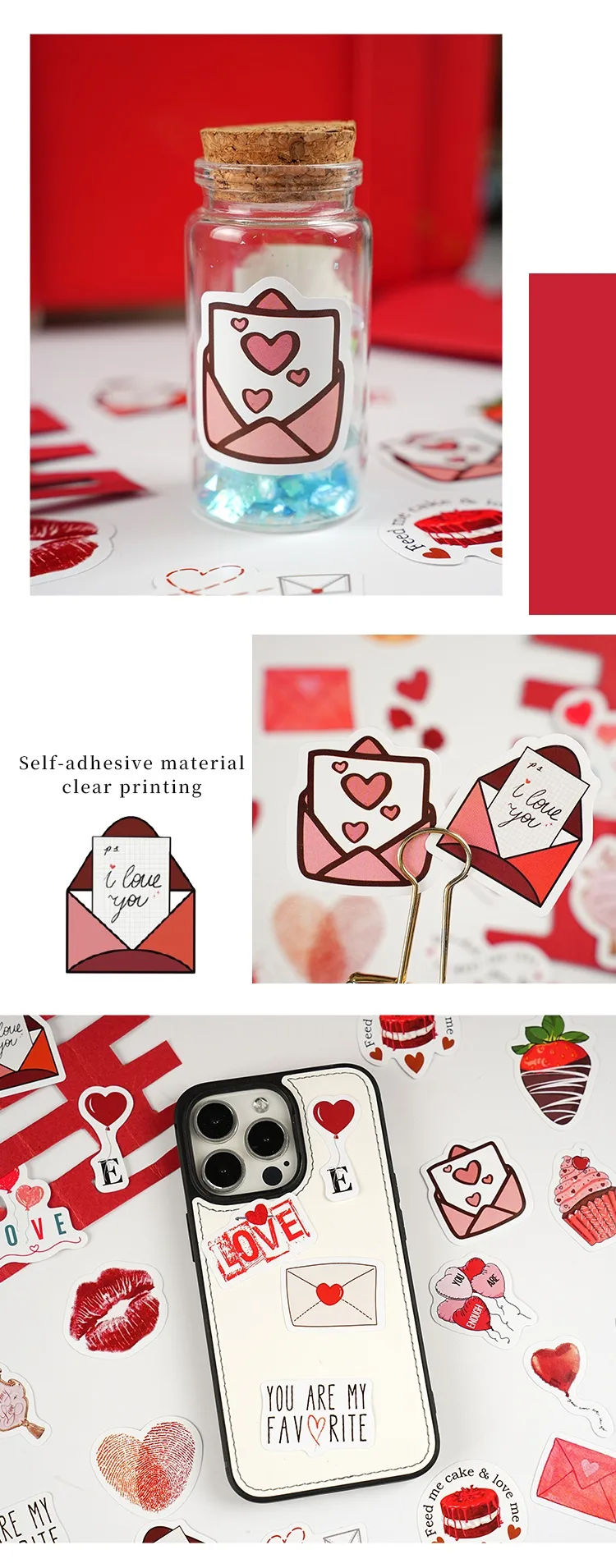 1 Set Letter Heart Shape Rose Daily Valentine'S Day Paper Cartoon Style Stickers display picture 6