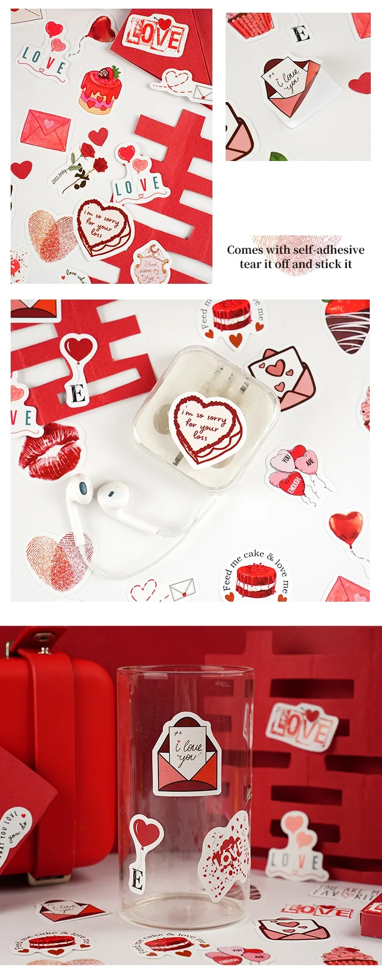 1 Set Letter Heart Shape Rose Daily Valentine'S Day Paper Cartoon Style Stickers display picture 5