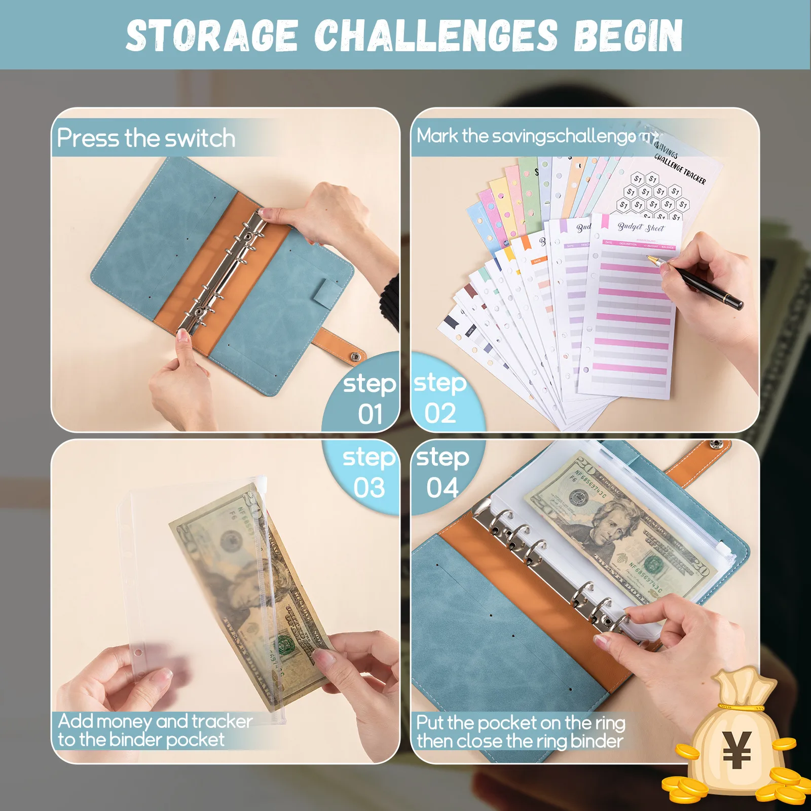 Explosions A6 Loose-leaf Notebook 100 Days Challenge Saving Money Saving Budget Plan This Loose-leaf Notebook Hand Account display picture 2