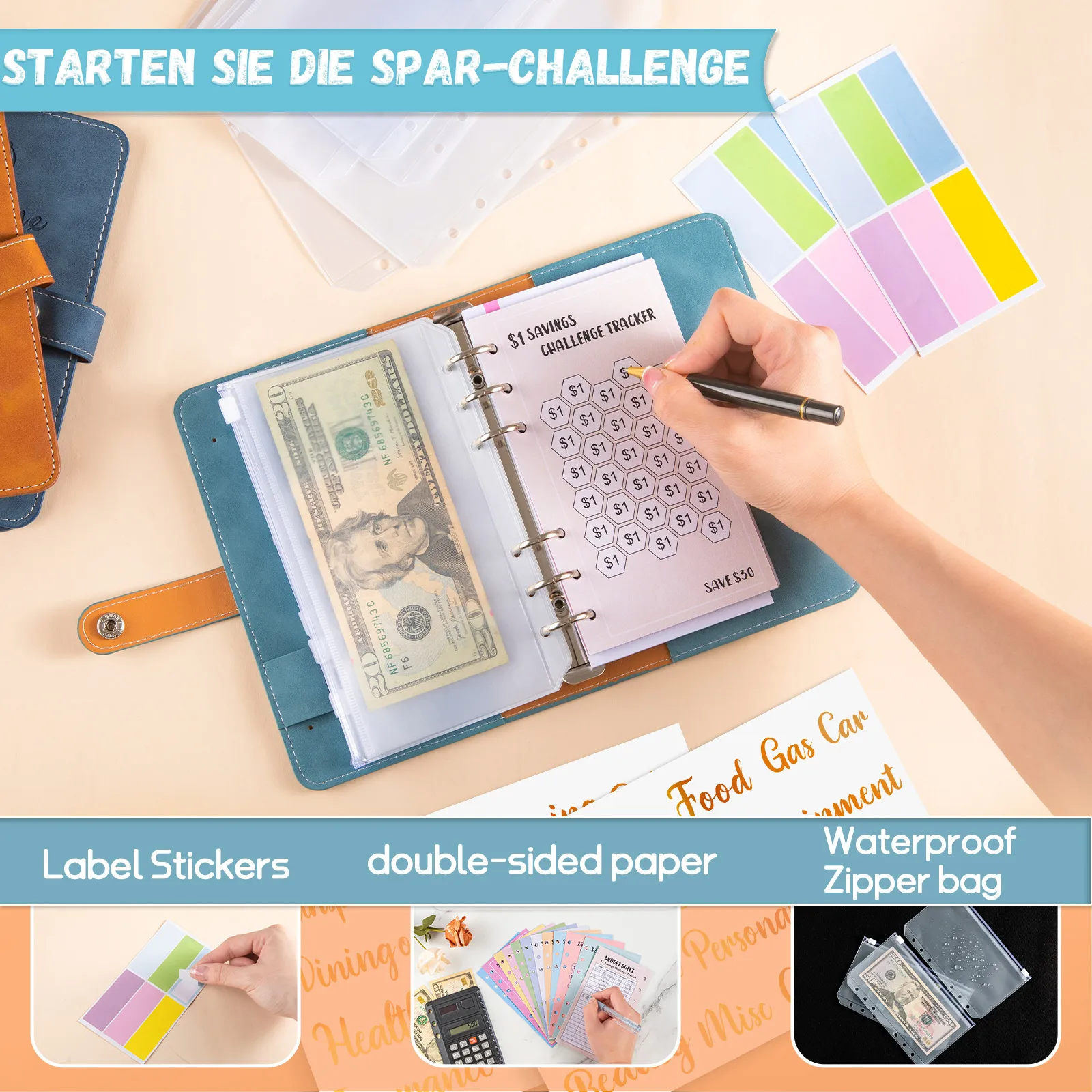 Explosions A6 Loose-leaf Notebook 100 Days Challenge Saving Money Saving Budget Plan This Loose-leaf Notebook Hand Account display picture 3