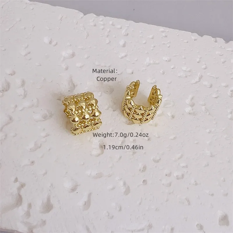 1 Pair Simple Style Classic Style Geometric Inlay Copper Copper 18K Gold Plated Ear Cuffs display picture 6