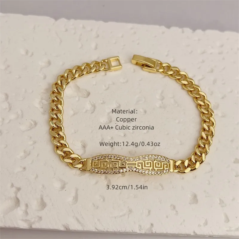 Classic Style Geometric Copper Inlay Zircon 18K Gold Plated Women's Bracelets display picture 1