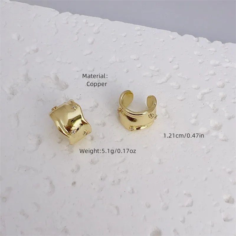 1 Pair Simple Style Classic Style Geometric Inlay Copper Zircon 18K Gold Plated Ear Cuffs display picture 6