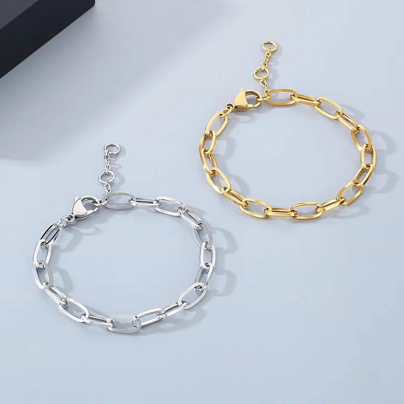 Simple Style Oval 304 Stainless Steel 18K Gold Plated Unisex Bracelets display picture 4