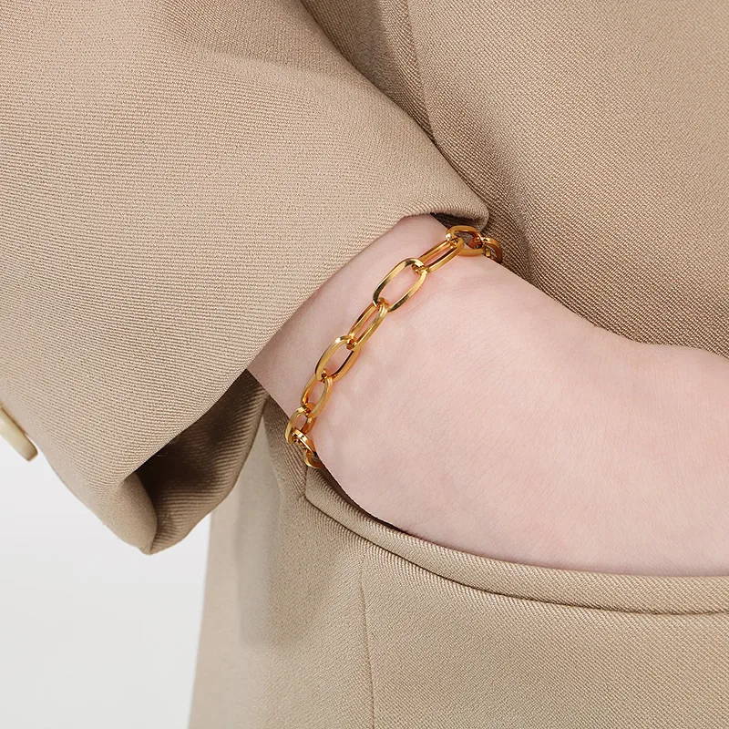Simple Style Oval 304 Stainless Steel 18K Gold Plated Unisex Bracelets display picture 10