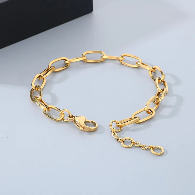 Simple Style Oval 304 Stainless Steel 18K Gold Plated Unisex Bracelets display picture 9